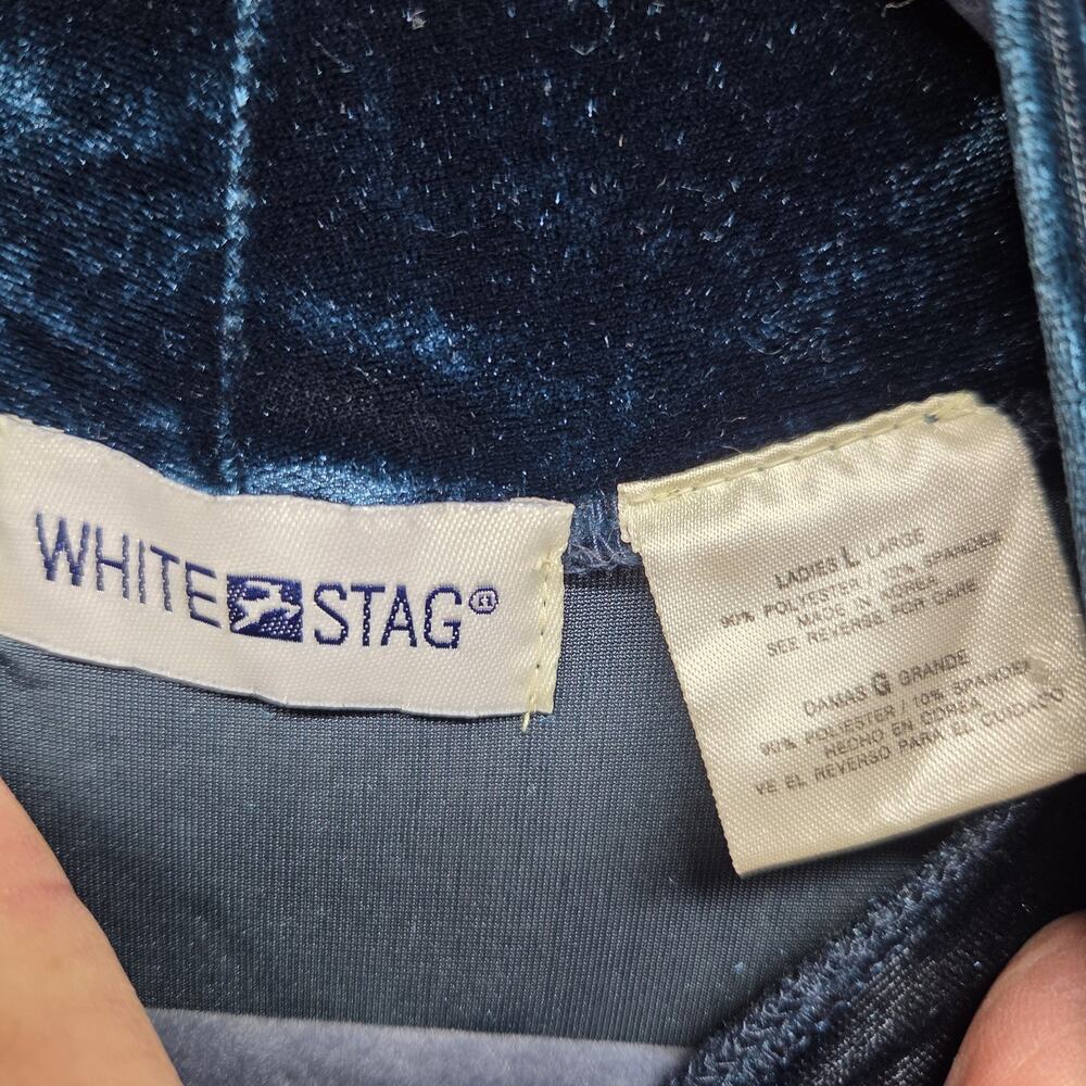 Vtg White Stag L Deep Teal Velvet Mock Neck Top Y2K Whimsigoth Academia Fairy - Picture 7 of 8